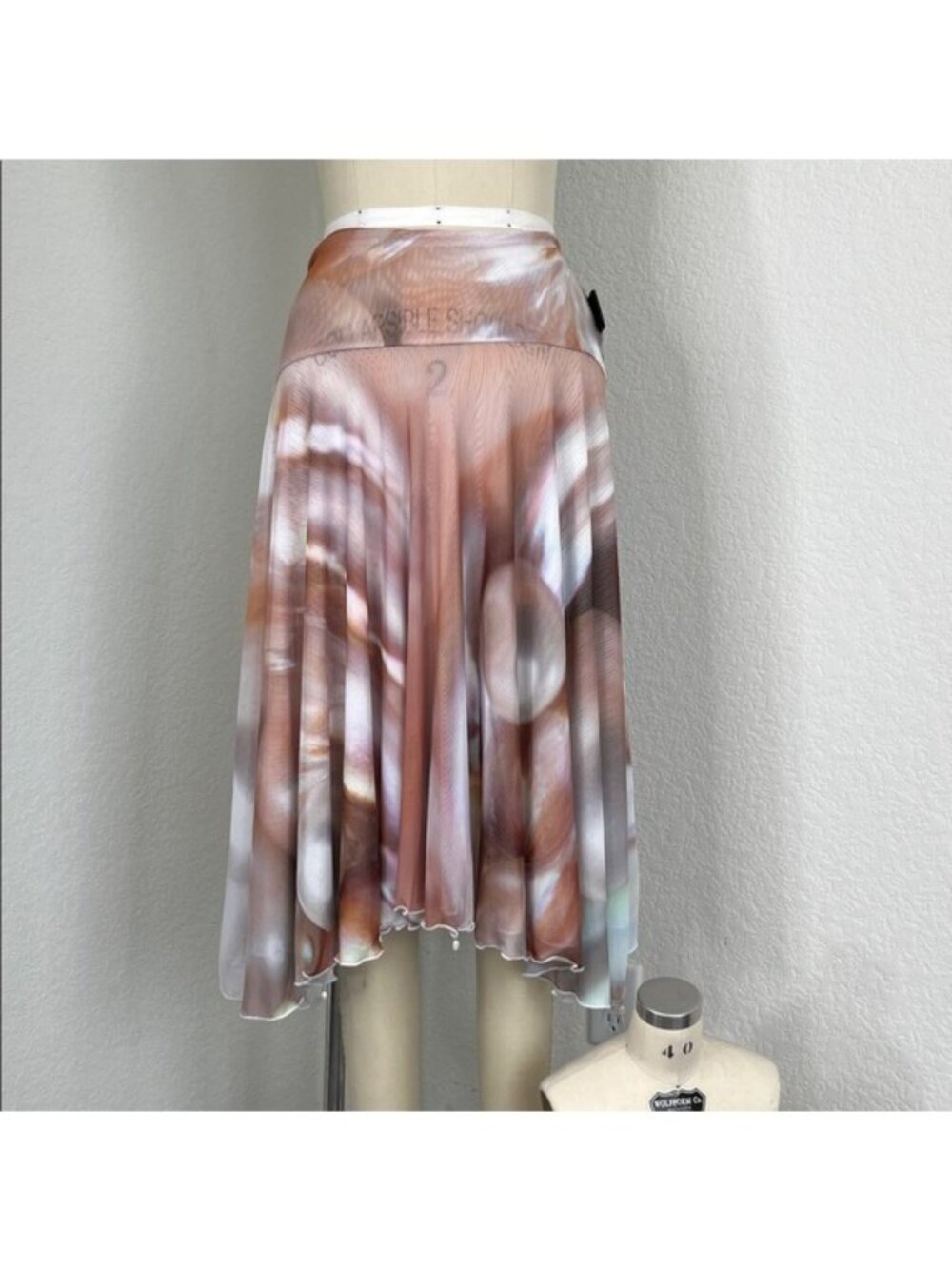 Tora Lily Pearl Hanky Hem Swirl Printed A Line Swing Skirt